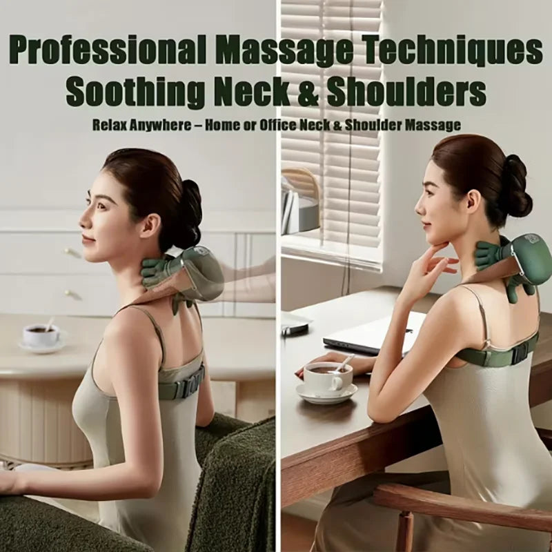 1Pc Neck and Shoulder Massager, Electric Neck Massager with Finger Massager, Wireless Professional Neck and Shoulder Massager, W